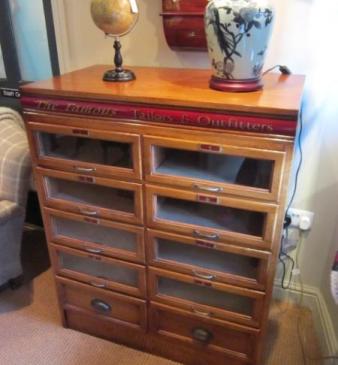 1920's Polished Oak Haberdashery Cabinet