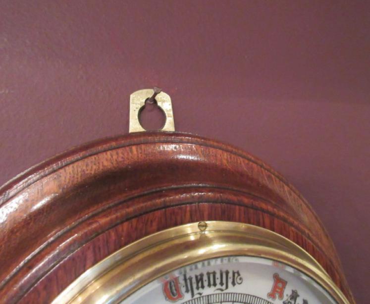 Antique Polished Oak 'Weekly Telegraph' Barometer - Image 4