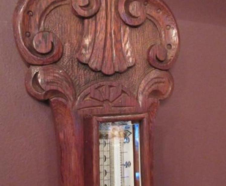 Small Antique Polished Oak Banjo Barometer - Image 4