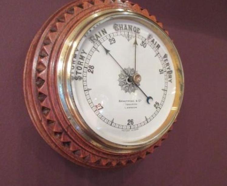 Antique Polished Oak Benetfink of London Barometer - Image 1