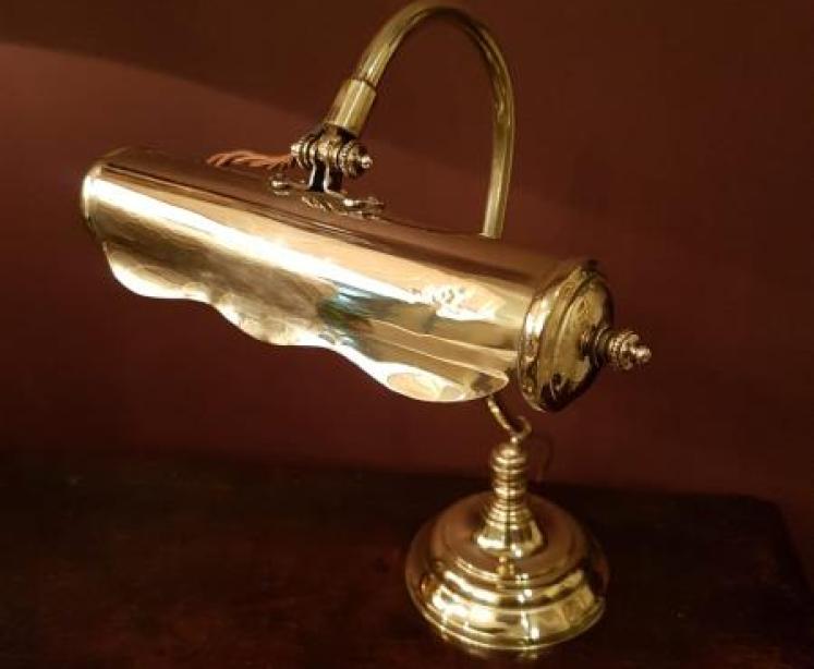 Edwardian Brass Adjustable Desk Lamp - Image 1