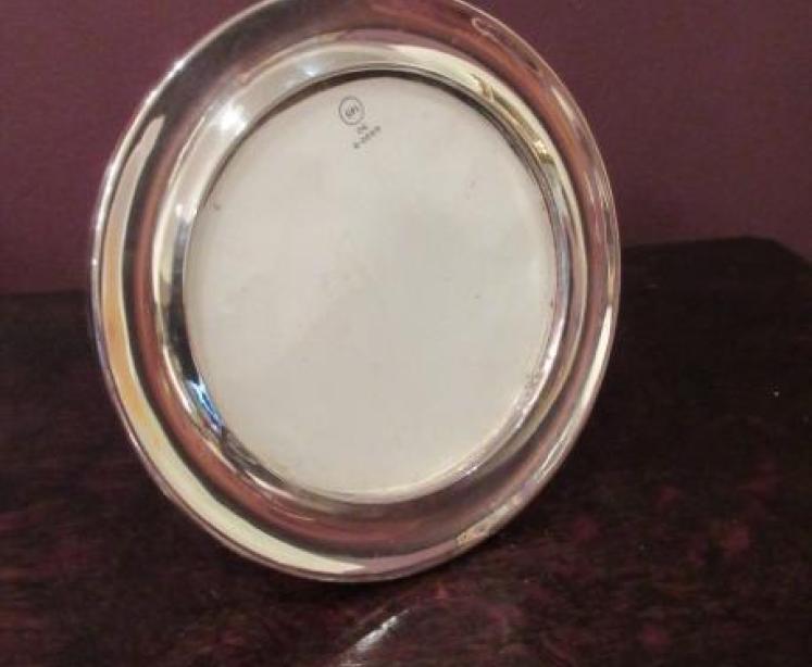 Antique Solid Silver Circular Photo Frame - Image 1