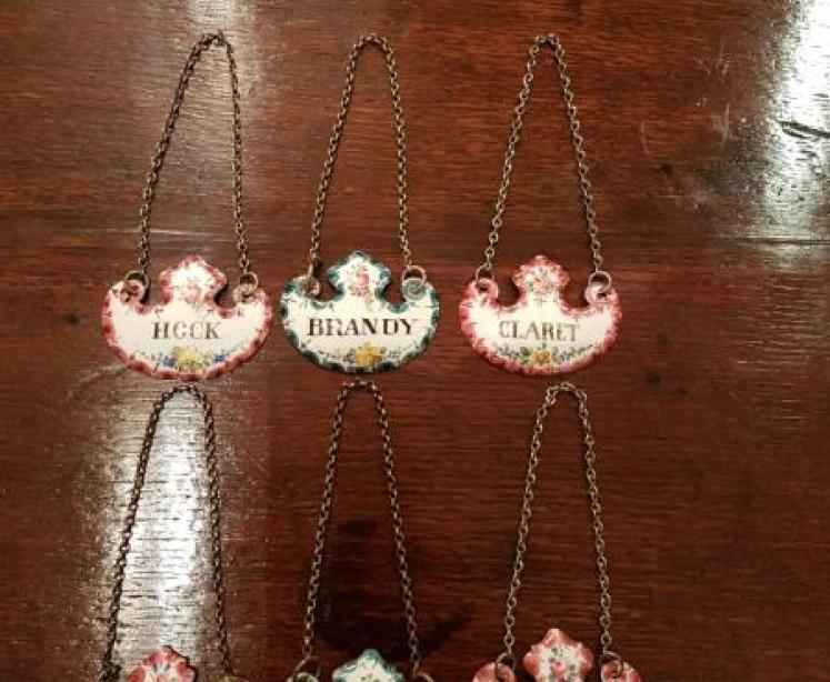 Set of C18th Enamel Decanter Labels - Image 1