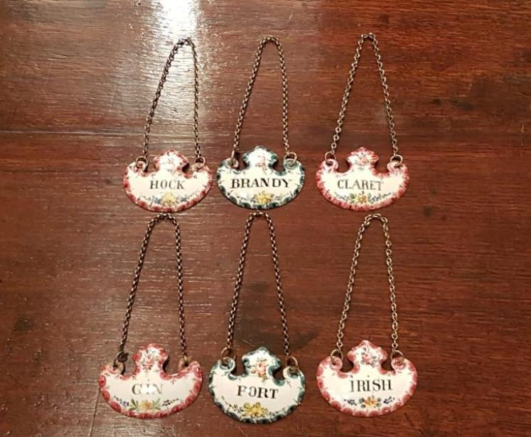 Set of C18th Enamel Decanter Labels - Image 5