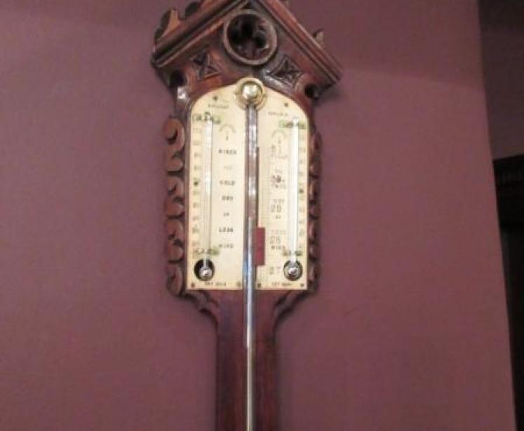 Antique Oak & Rosewood Carlisle Stick Barometer - Image 1