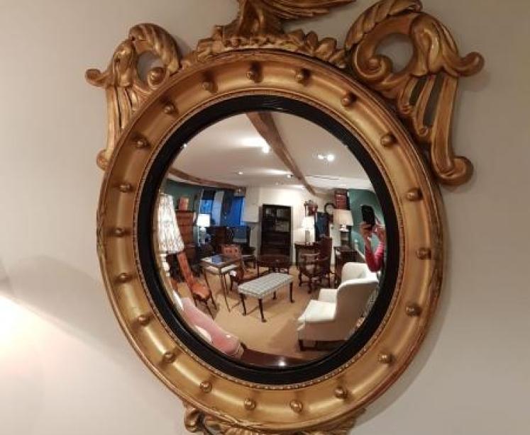 Superb Victorian Timber Gilt Convex Mirror - Image 1