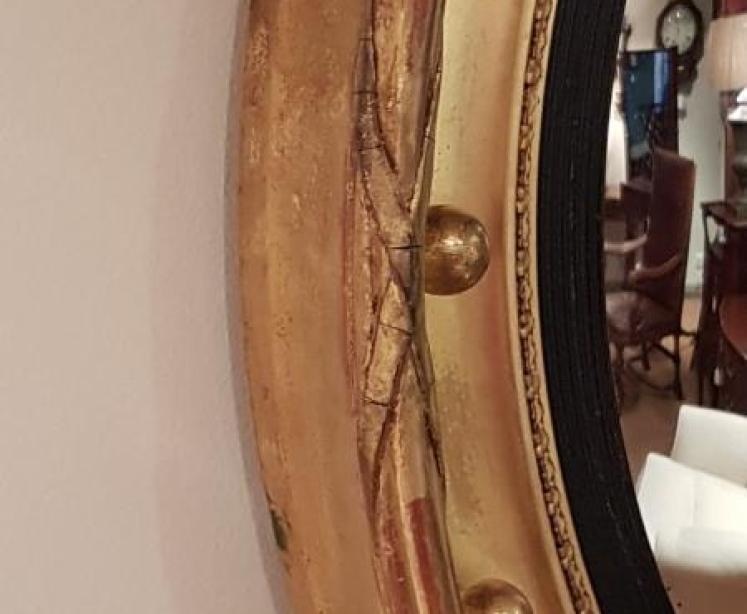 Superb Victorian Timber Gilt Convex Mirror - Image 3
