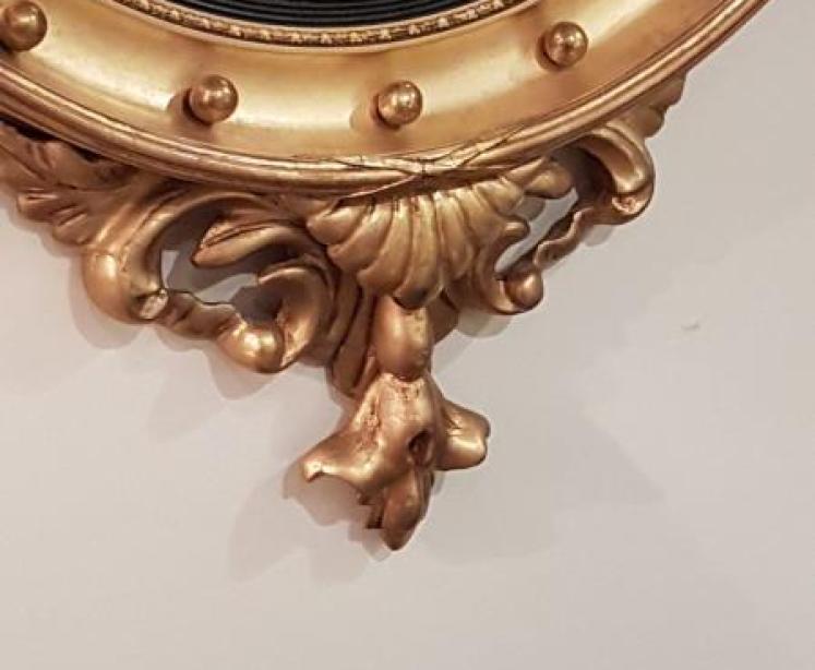 Superb Victorian Timber Gilt Convex Mirror - Image 4