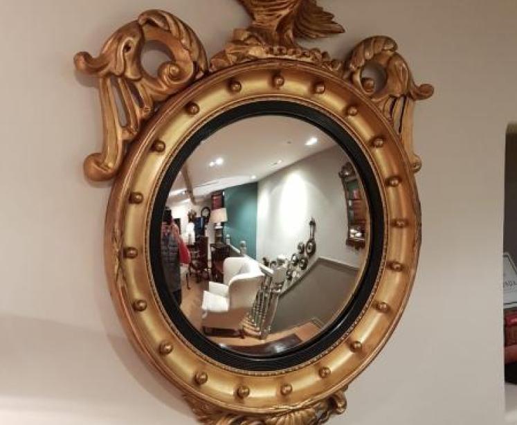 Superb Victorian Timber Gilt Convex Mirror - Image 5