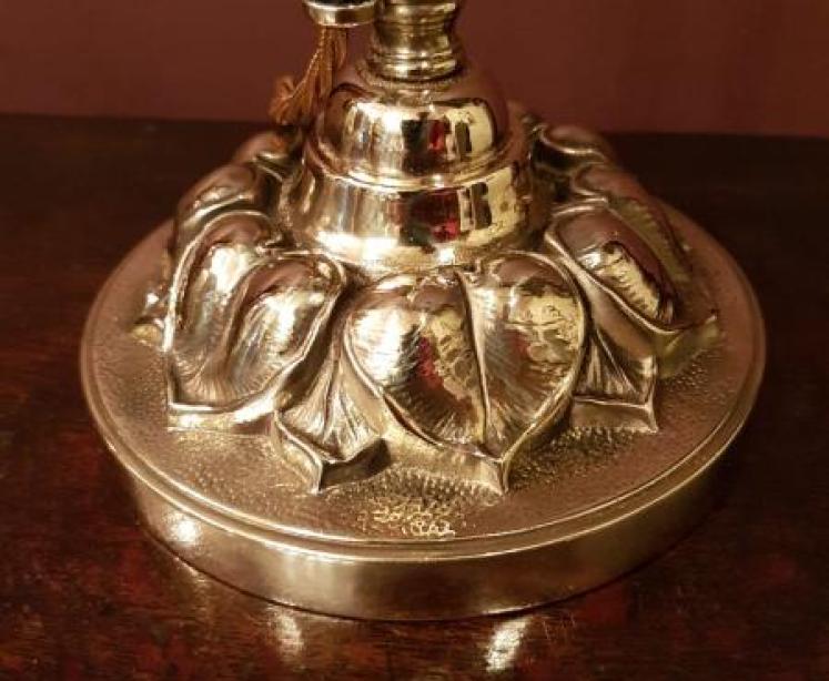 Rise and Fall Antique Desk Lamp with Holophane Shade - Image 4