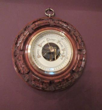 Antique Polished Walnut Visible Works Barometer