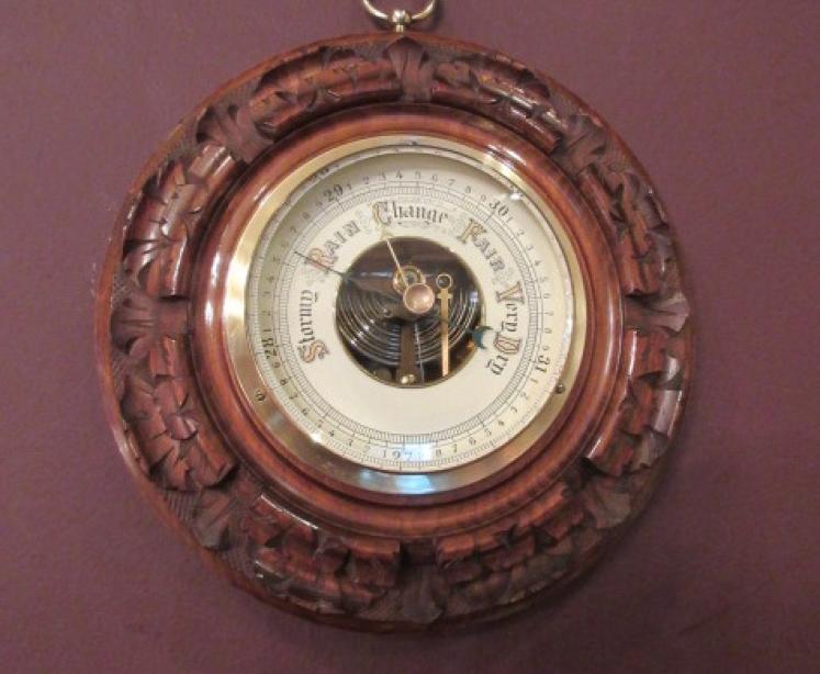 Antique Polished Walnut Visible Works Barometer - Image 1