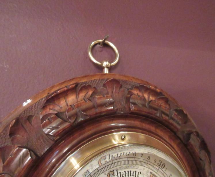 Antique Polished Walnut Visible Works Barometer - Image 4