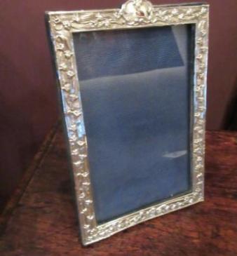 Edwardian Antique Silver Lily of Valley Photo Frame