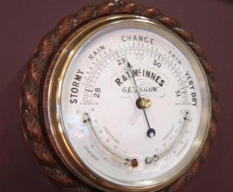 Rare Victorian Twin Thermometer Glasgow Barometer - Image 1