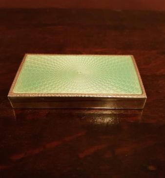 Superb Antique Engine Turned Enamel Silver Card Case
