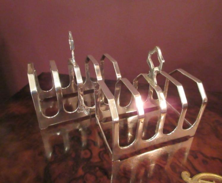 Pair of George VI Period Silver Toast Racks - Image 1