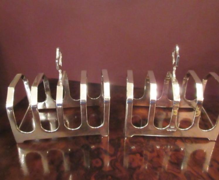 Pair of George VI Period Silver Toast Racks - Image 5