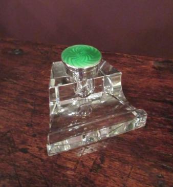 George V Period Silver & Enamel Inkstand