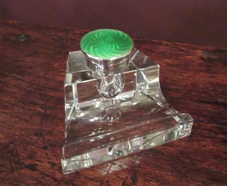 George V Period Silver & Enamel Inkstand - Image 1
