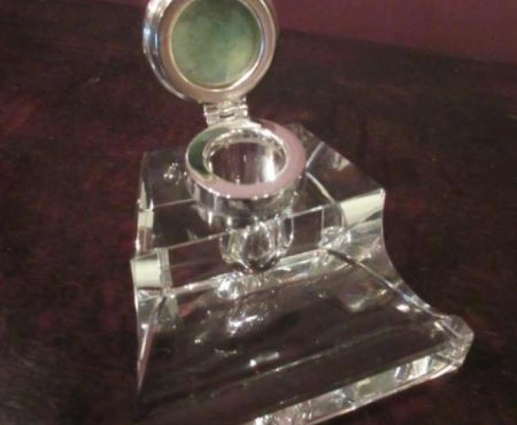 George V Period Silver & Enamel Inkstand - Image 3