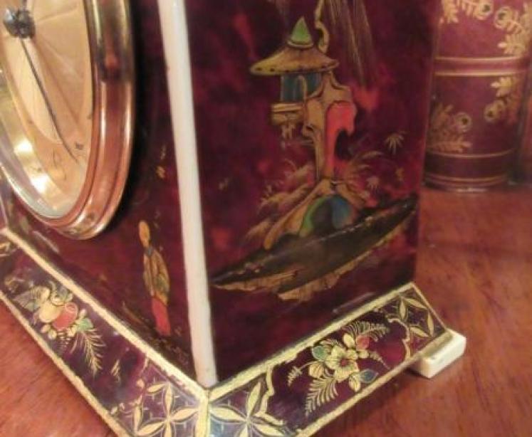 Antique Chinioserie Tortoiseshell Mantel Clock - Image 3