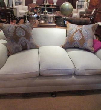 Antique Upholstered Walnut Framed Settee