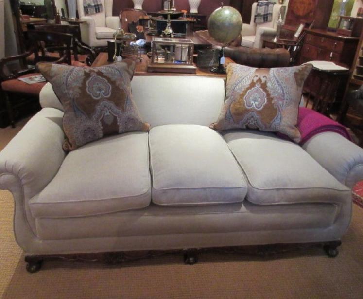 Antique Upholstered Walnut Framed Settee - Image 1