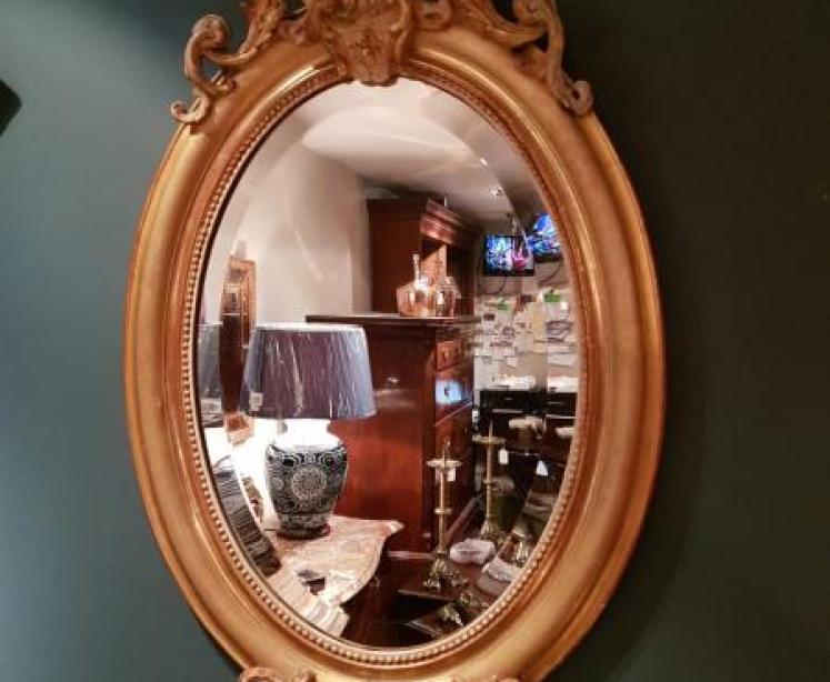 Superb Victorian Timber Gilt Oval Mirror - Image 1