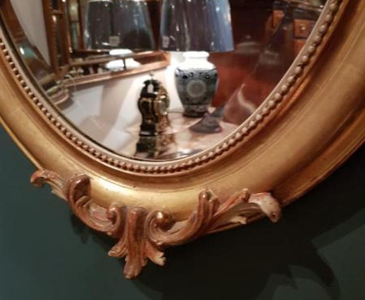 Superb Victorian Timber Gilt Oval Mirror - Image 5