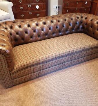 1930's Chesterfield Sofa with Original Hide Upholstery 