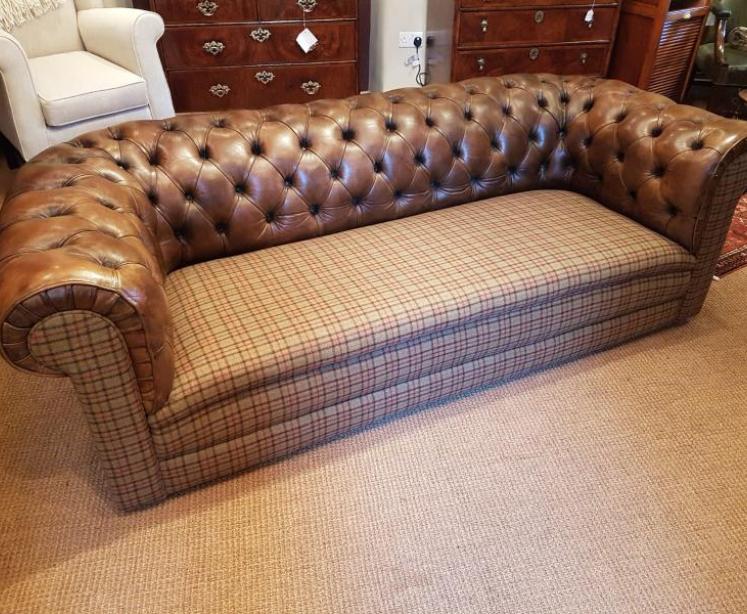 1930's Chesterfield Sofa with Original Hide Upholstery  - Image 1