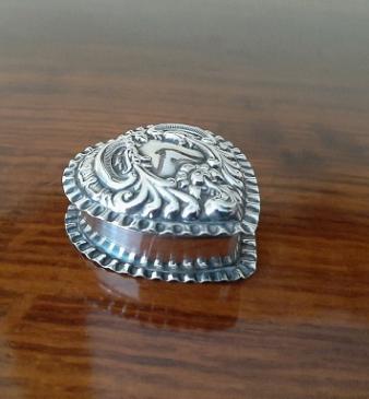 Antique Silver Heart Shaped Trinket Box