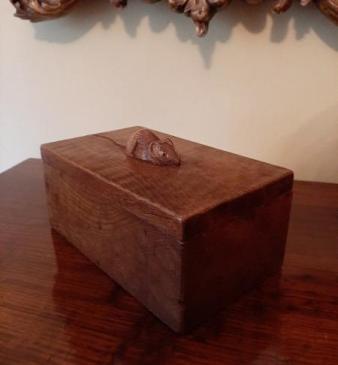 Early Mouseman Adzed Oak Lidded Box