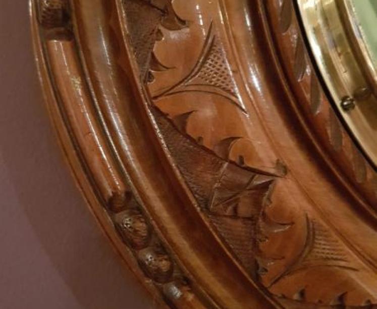 Superb Large Victorian Carved Walnut Skeletonised Android Barometer - Image 3